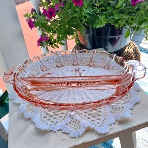Pink Depression Glass Divided Dish